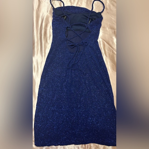 City Triangles Strapless Navy Glitter Dress - Picture 2 of 5